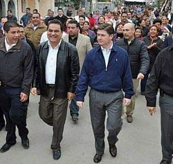 Gobernador de Nuevo León Rodrigo Medina de la Cruz y el Alcalde de Juárez Nuevo León